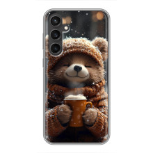 Печатный чехол «Зверята с кофе» для Samsung Galaxy S23 FE – Мишка с кофе