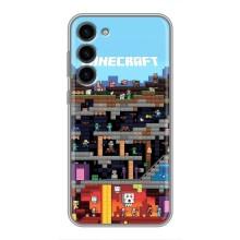 Чехол Майнкрафт на Samsung Galaxy S23 Plus (AlphaPrint) Minecraft (фон Minecraft)