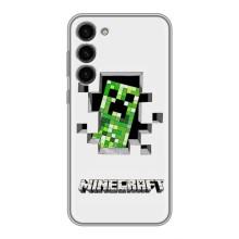 Чехол Майнкрафт на Samsung Galaxy S23 Plus (AlphaPrint) Minecraft (крипер Майнкрафт)