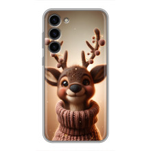 Яркий чехол для Samsung Galaxy S23 Plus с Зимними Оленятами – Олень в свитере