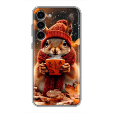 Печатный чехол «Зверята с кофе» для Samsung Galaxy S23 Plus – Белка с кофе