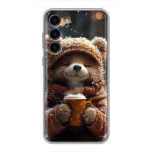 Печатный чехол «Зверята с кофе» для Samsung Galaxy S23 Plus – Мишка с кофе