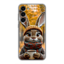 Печатный чехол «Зверята с кофе» для Samsung Galaxy S23 Plus – Зайчик с кофе