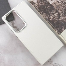 Кожаный чехол Bonbon Leather Metal Style для Samsung Galaxy S23 Ultra – Белый