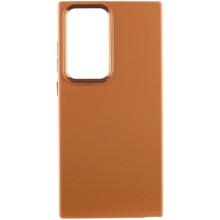 Кожаный чехол Bonbon Leather Metal Style для Samsung Galaxy S23 Ultra (Коричневый)