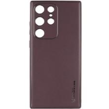Кожаный чехол Xshield для Samsung Galaxy S23 Ultra – Бордовый