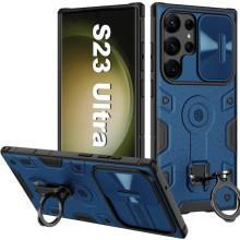 TPU+PC чехол Nillkin CamShield Armor Pro no logo (шторка на камеру) для Samsung Galaxy S23 Ultra – Синий