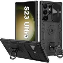 TPU+PC чехол Nillkin CamShield Armor Pro no logo (шторка на камеру) для Samsung Galaxy S23 Ultra – Черный