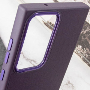 Кожаный чехол Bonbon Leather Metal Style для Samsung Galaxy S23 Ultra – Фиолетовый