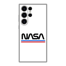 Силиконовый бампер с принтом "Наса" на Samsung Galaxy S23 Ultra – NASA на белом фоне