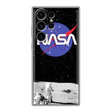 Силиконовый бампер с принтом "Наса" на Samsung Galaxy S23 Ultra – Nasa на луне