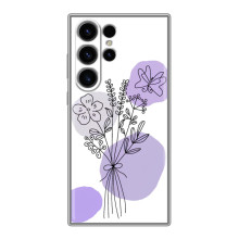 Силиконовый чехол с принтом в цветах на Samsung Galaxy S23 Ultra – Фиолетовый букет