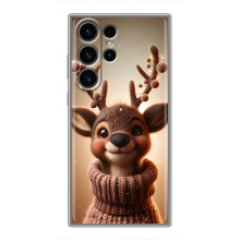 Яркий чехол для Samsung Galaxy S23 Ultra с Зимними Оленятами – Олень в свитере