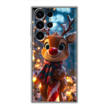 Яркий чехол для Samsung Galaxy S23 Ultra с Зимними Оленятами – Олень в шарфе
