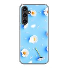 Чехол с Цветами для Samsung Galaxy S23 (ромашки на голубом)