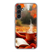 Чехол с уникальным дизайном «Осень с кофе» для Samsung Galaxy S23 – Кофе и дождь