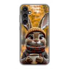 Печатный чехол «Зверята с кофе» для Samsung Galaxy S23 – Зайчик с кофе