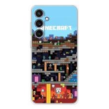 Чехол Майнкрафт на Samsung Galaxy S24 FE (AlphaPrint) Minecraft (фон Minecraft)