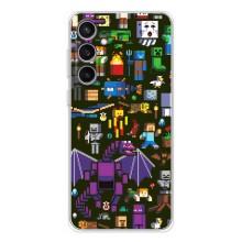 Чехол Майнкрафт на Samsung Galaxy S24 FE (AlphaPrint) Minecraft (Коллаж Майнкрафт)