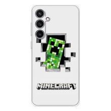 Чехол Майнкрафт на Samsung Galaxy S24 FE (AlphaPrint) Minecraft (крипер Майнкрафт)