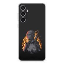Силиконовый чехол с картинкой "Герой Pubg" на Samsung Galaxy S24 FE – В огне