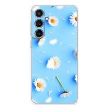 Чехол с Цветами для Samsung Galaxy S24 FE (ромашки на голубом)