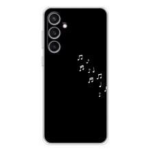 Чехол с картинками на черном фоне для Samsung Galaxy S24 FE – Ноты