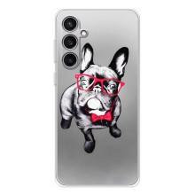 Чехол (ТПУ) Милые собачки для Samsung Galaxy S24 FE (Бульдог в очках)