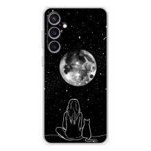 Чехол с рисунком кот на Samsung Galaxy S24 FE (Девушка с котом)