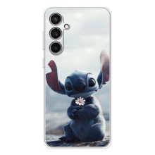 Чехол с рисунком Стич для Samsung Galaxy S24 FE – Стич с цветочком