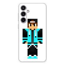 Чохли для Samsung Galaxy S24 FE (Персонажі МайнКрафт) (Хлопчик у блакитному)