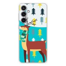 Силиконовый бампер с картинкой животных для Samsung Galaxy S24 FE (Олень с шарфом)