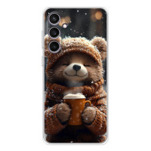 Печатный чехол «Зверята с кофе» для Samsung Galaxy S24 FE – Мишка с кофе