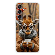 Печатный чехол «Зверята с кофе» для Samsung Galaxy S24 FE – Жираф с кофе