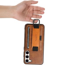 Шкіряний чохол Wallet case and straps для Samsung Galaxy S24+ – Коричневий