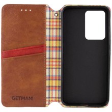 Кожаный чехол книжка GETMAN Cubic (PU) для Samsung Galaxy S24+ – Коричневый