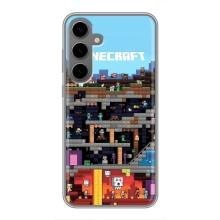 Чехол Майнкрафт на Samsung Galaxy S24 Plus (AlphaPrint) Minecraft (фон Minecraft)