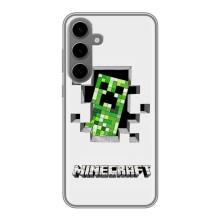Чехол Майнкрафт на Samsung Galaxy S24 Plus (AlphaPrint) Minecraft (крипер Майнкрафт)