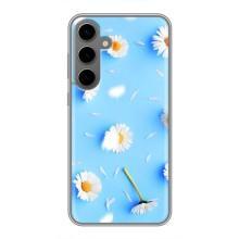 Чехол с Цветами для Samsung Galaxy S24 Plus (ромашки на голубом)