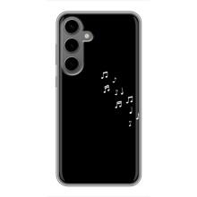 Чехол с картинками на черном фоне для Samsung Galaxy S24 Plus – Ноты