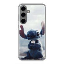 Чехол с рисунком Стич для Samsung Galaxy S24 Plus – Стич с цветочком