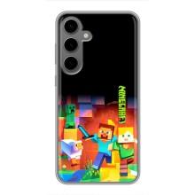 Чехлы для Samsung Galaxy S24 Plus (Персонажи Майн Крафт) (Герой Майнкрафт)