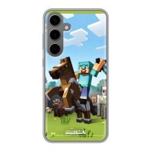 Чехлы для Samsung Galaxy S24 Plus (Персонажи Майн Крафт) (На коне)