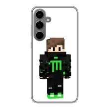 Чехлы для Samsung Galaxy S24 Plus (Персонажи Майн Крафт) (Зеленый мальчик)
