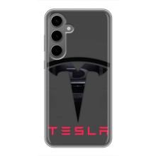 Силіконовий бампер з картинкою машини на Samsung Galaxy S24 Plus – Logo TESLA