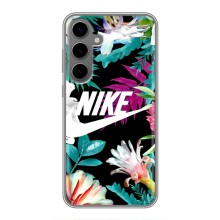 Силіконовый Чохол на Samsung Galaxy S24 Plus з картинкою НАЙК (Квітковий Nike)