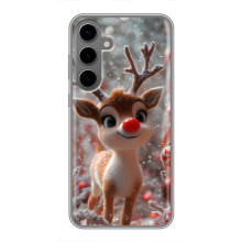 Яркий чехол для Samsung Galaxy S24 Plus с Зимними Оленятами
