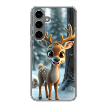Яркий чехол для Samsung Galaxy S24 Plus с Зимними Оленятами – Оленёнок в лесу