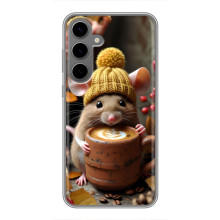 Печатный чехол «Зверята с кофе» для Samsung Galaxy S24 Plus – Медведь с кофе