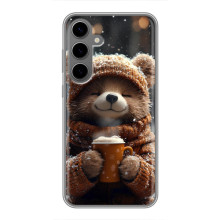 Печатный чехол «Зверята с кофе» для Samsung Galaxy S24 Plus – Мишка с кофе